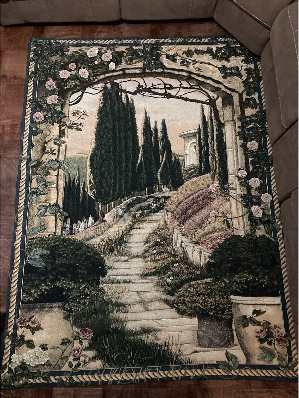 Manual Woodworkers & Weavers Wall Hanging South of France Jacquard Tapestry